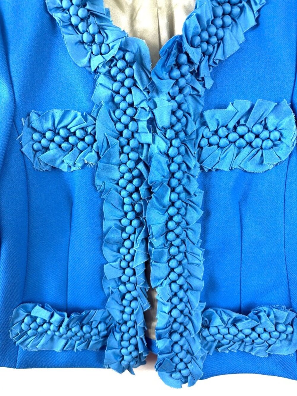 J.Crew Blue Wool Embellished Cropped Blazer Jacket Size 10 - Picture 4 of 16